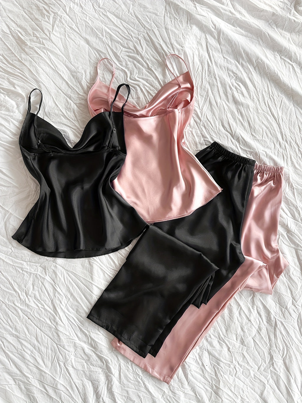 Ensemble Pyjama Débardeur et Pantalon Satinés (Lot de 2) – Reflet Satiné