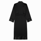 Chemise de Nuit Satinée Longue à Dentelle – Clair de Brume