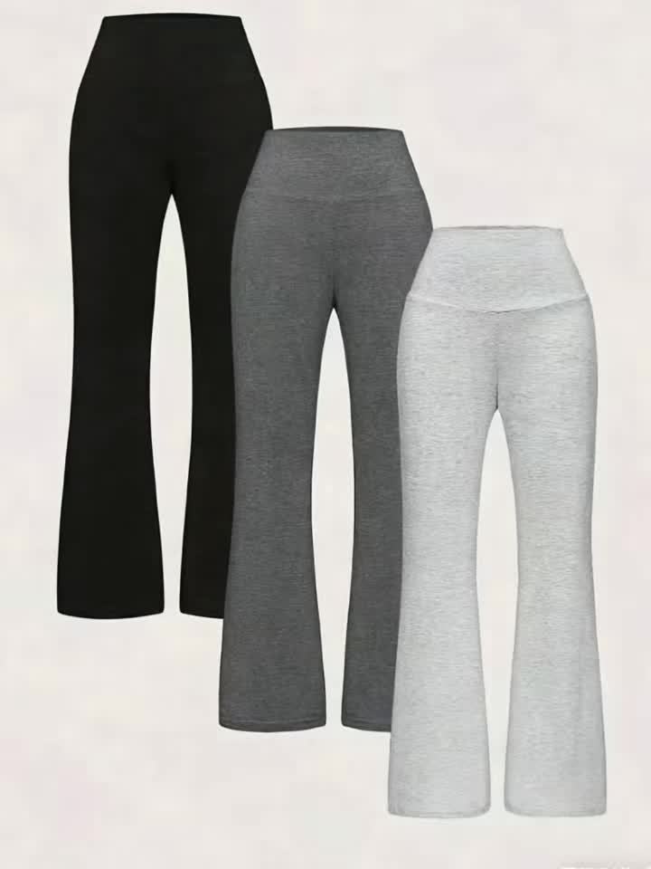 Pantalon Jambes Larges Taille Haute (Lot 3) – Luxe Décontracté