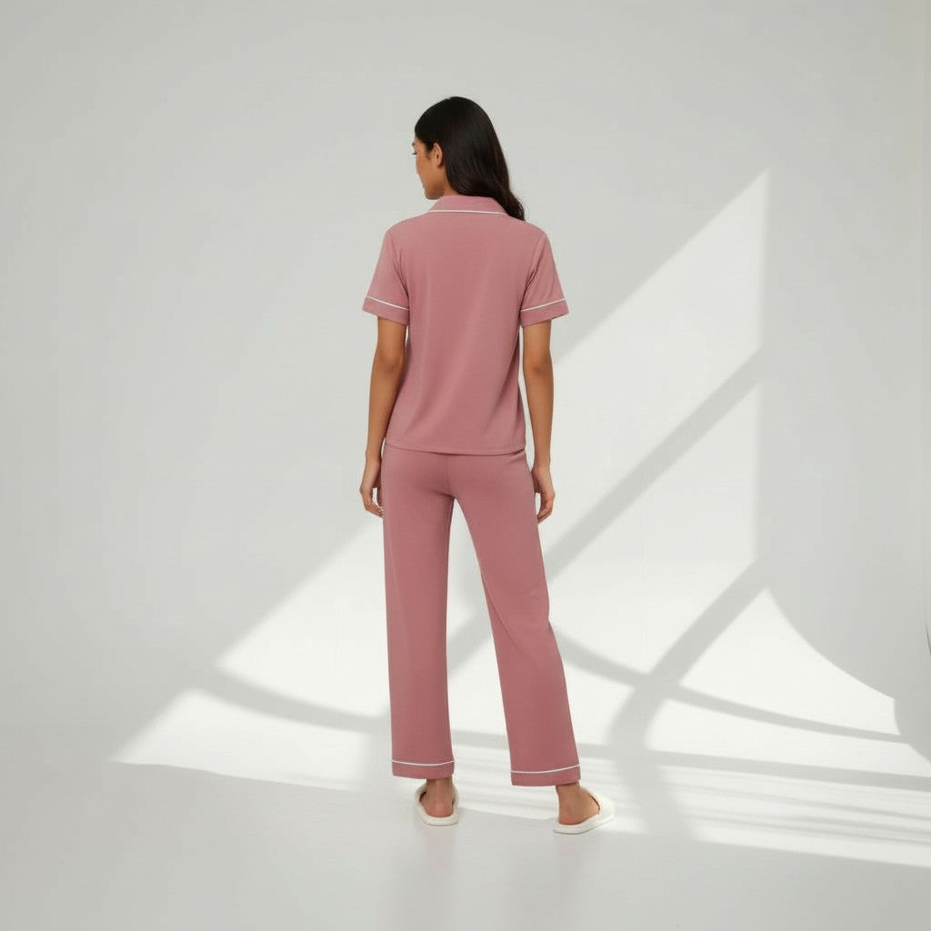 Ensemble Pyjama Chemisier et Pantalon – Tendresse Brodée