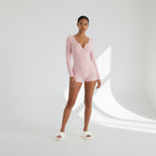 Combishort Pyjama Côtelée Manches Longues – Caresse Côtelée