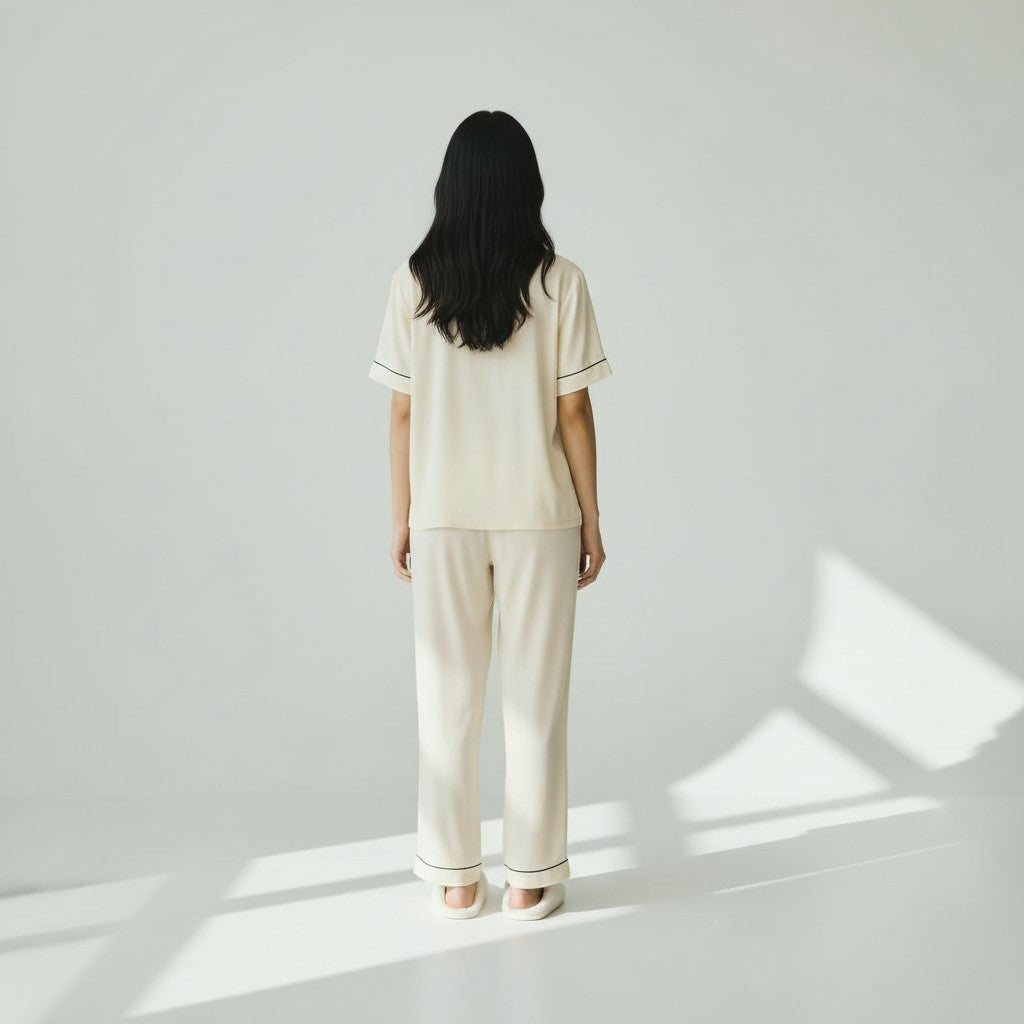 Ensemble Pyjama Chemisier et Pantalon – Tendresse Brodée