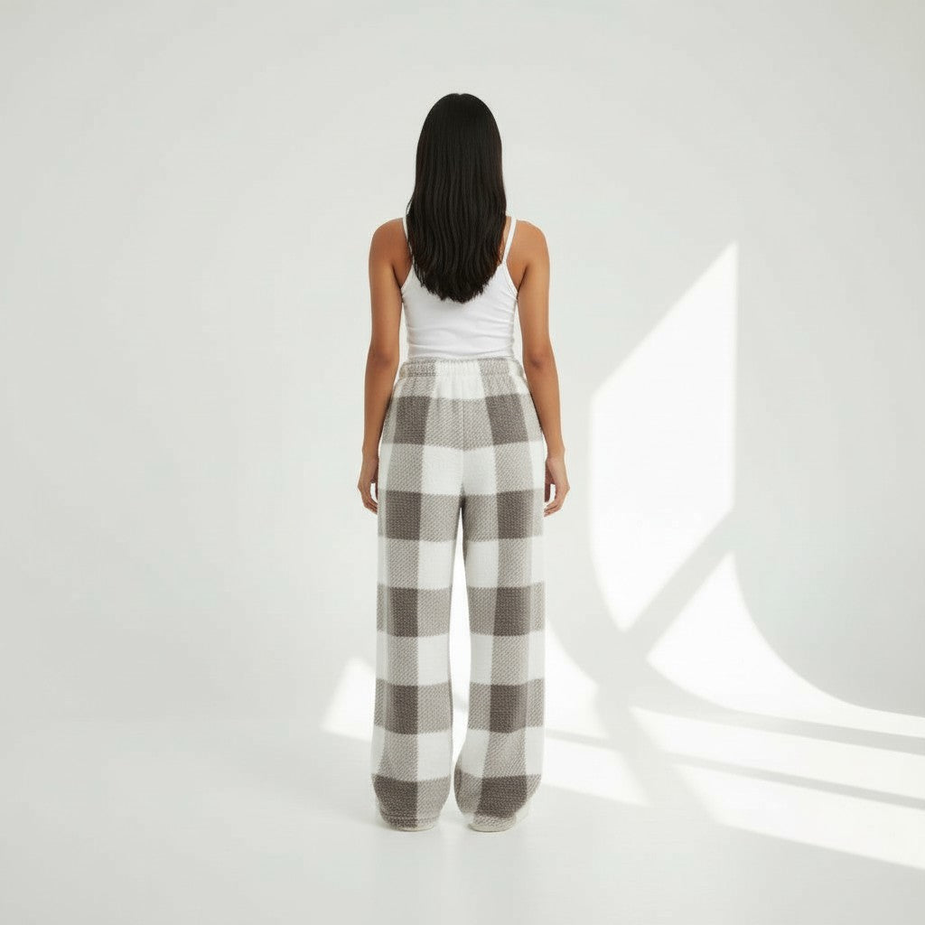 Pantalon Pyjama Chaud en Polaire Motif Carreaux - Carreaux Enflammés