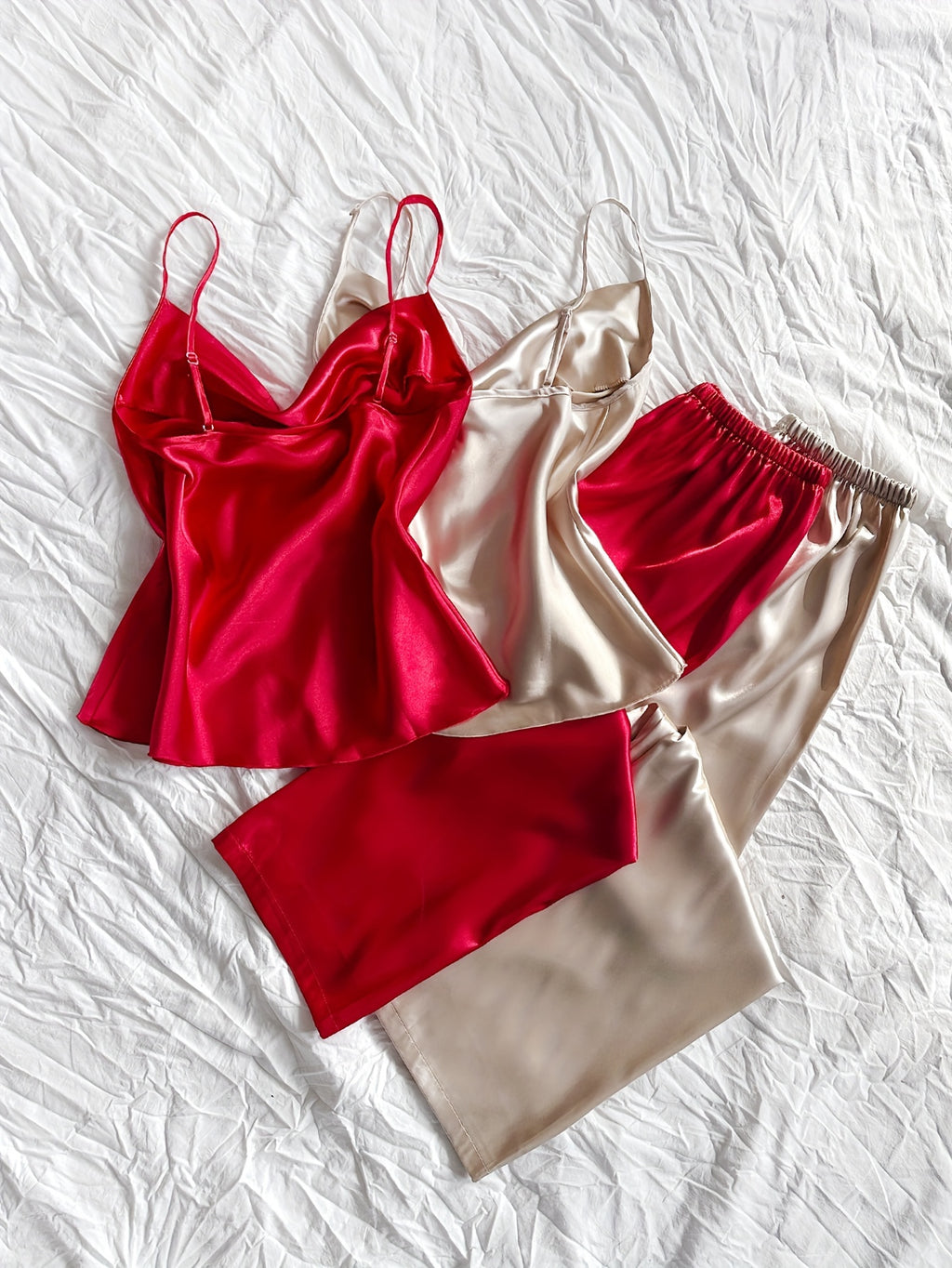 Ensemble Pyjama Débardeur et Pantalon Satinés (Lot de 2) – Reflet Satiné