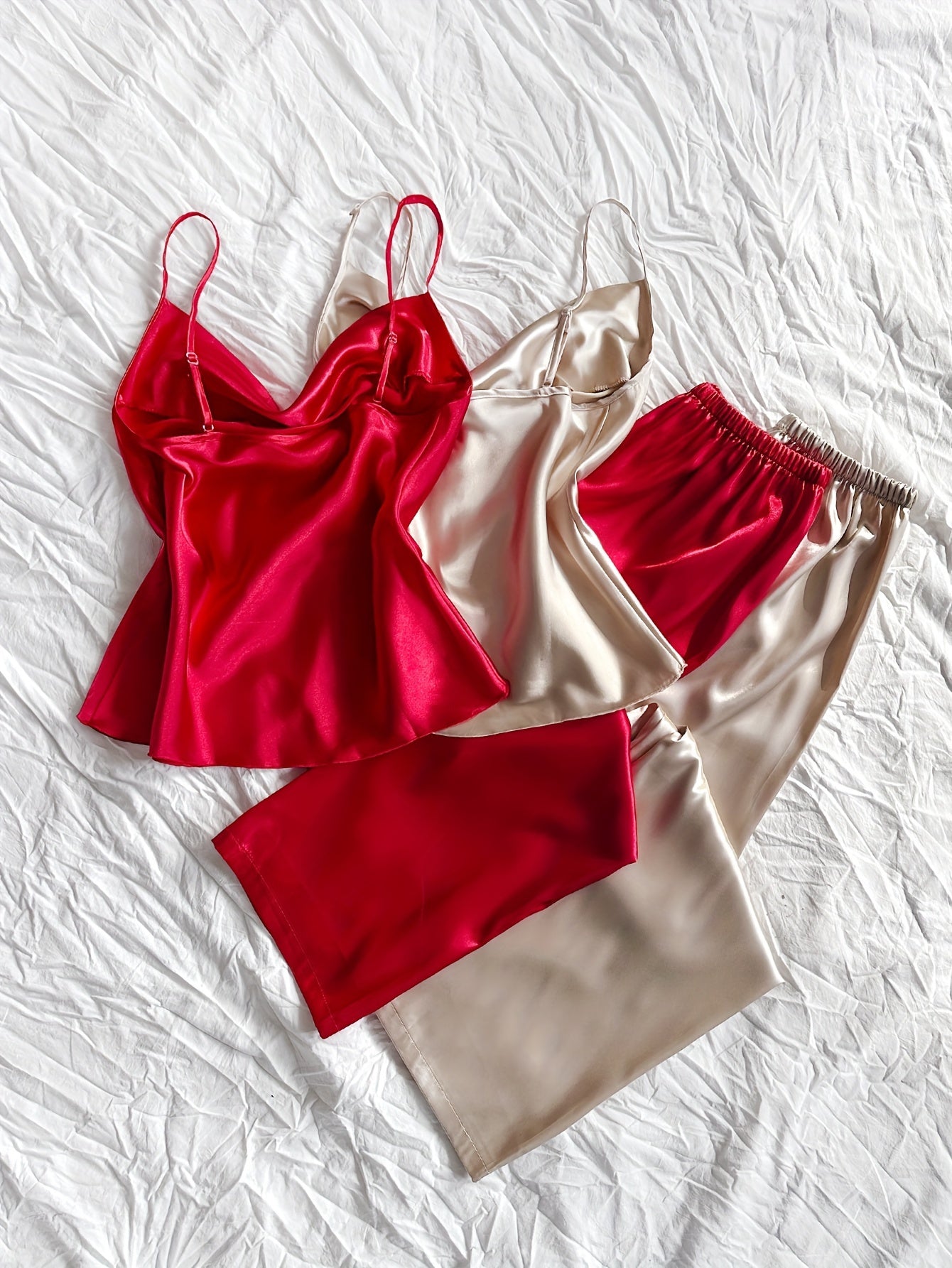 Ensemble Pyjama Débardeur et Pantalon Satinés (Lot de 2) – Reflet Satiné