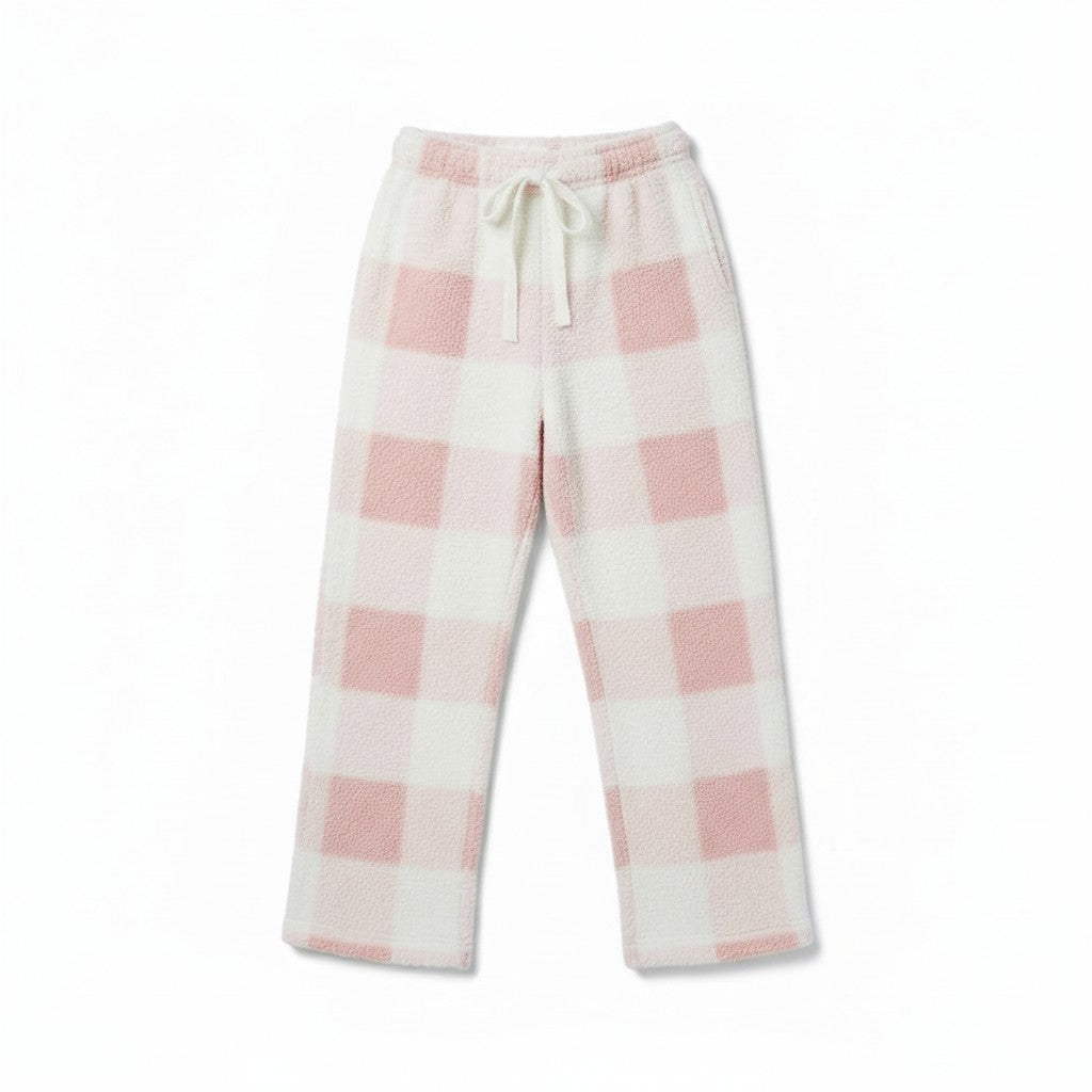 Pantalon Pyjama Chaud en Polaire Motif Carreaux - Carreaux Enflammés