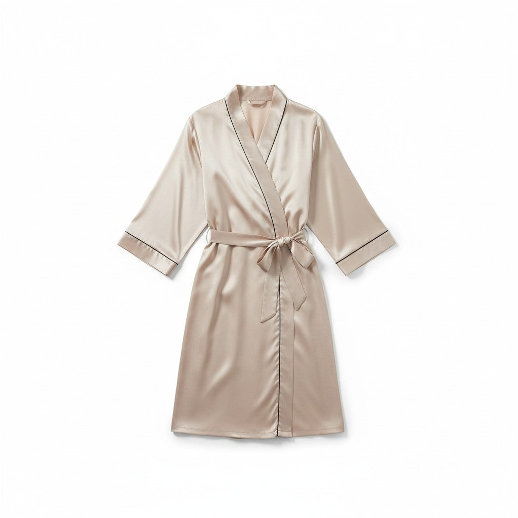 Chemise de Nuit Satinée Longue – Clair de Brume