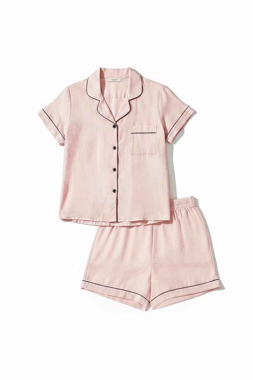 Ensemble  Pyjama Chemise Manches Courtes et Short – Éveil Naturel
