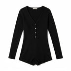 Combishort Côtelée Manches Longues – Caresse Côtelée