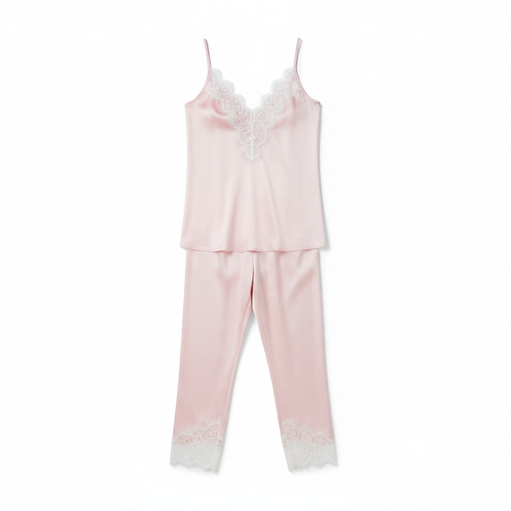 Ensemble Pyjama Satiné et Dentelle – Douce Séduction