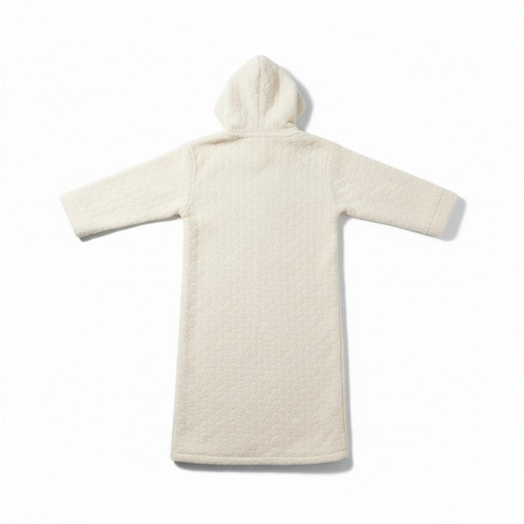 Peignoir Chaud avec Capuche Femme en Polaire – Cocon Vanille