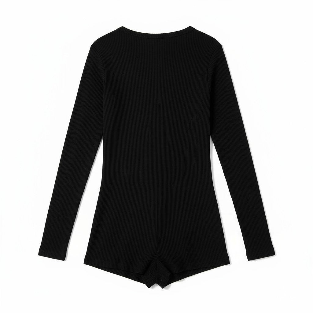 Combishort Côtelée Manches Longues – Caresse Côtelée