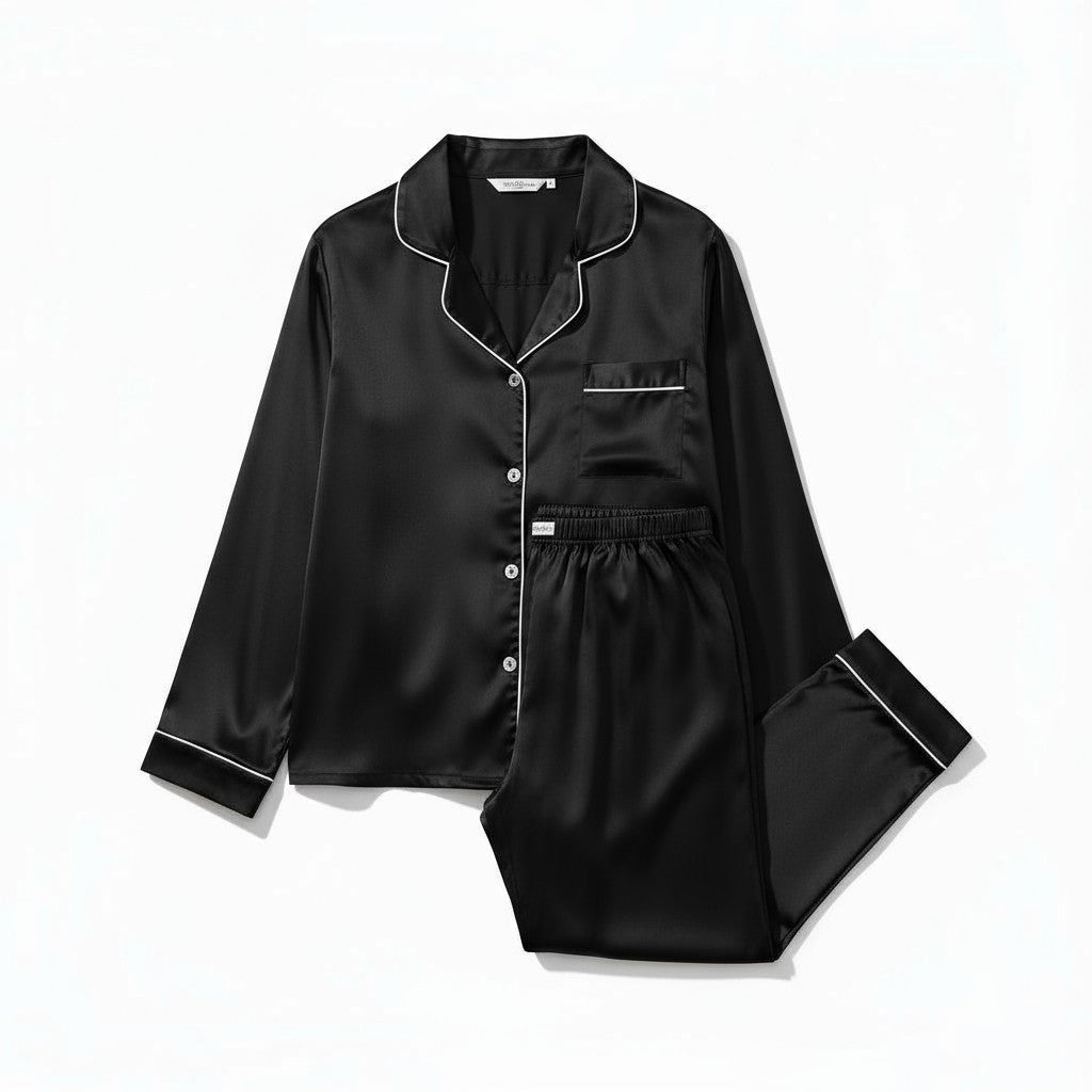 Ensemble Pyjama Satiné Chemisier et Pantalon – Nuit Élégante