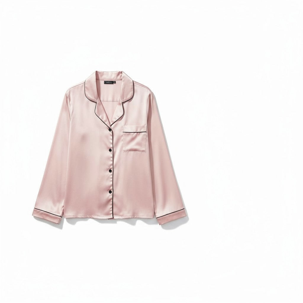 Ensemble Pyjama Satiné Chemisier et Pantalon – Nuit Élégante