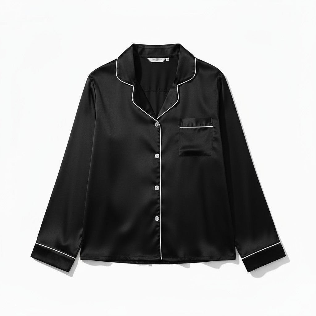 Ensemble Pyjama Satiné Chemisier et Pantalon – Nuit Élégante