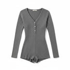 Combishort Côtelée Manches Longues – Caresse Côtelée