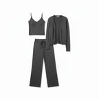 Trio Pyjama Doux Gilet, Débardeur et Pantalon – Signature Élégante