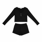 Ensemble Pyjama Manches Longues et Short – Sérénité Côtelée