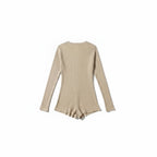 Combishort Côtelée Manches Longues – Caresse Côtelée