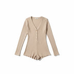 Combishort Côtelée Manches Longues – Caresse Côtelée