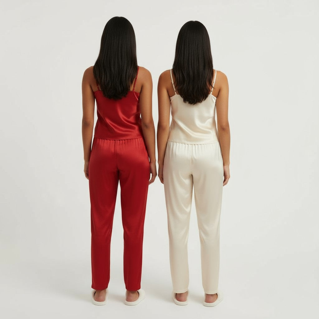 Ensemble Pyjama Débardeur et Pantalon Satinés (Lot de 2) – Reflet Satiné