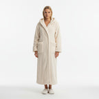 Peignoir Chaud avec Capuche Femme en Polaire – Cocon Vanille