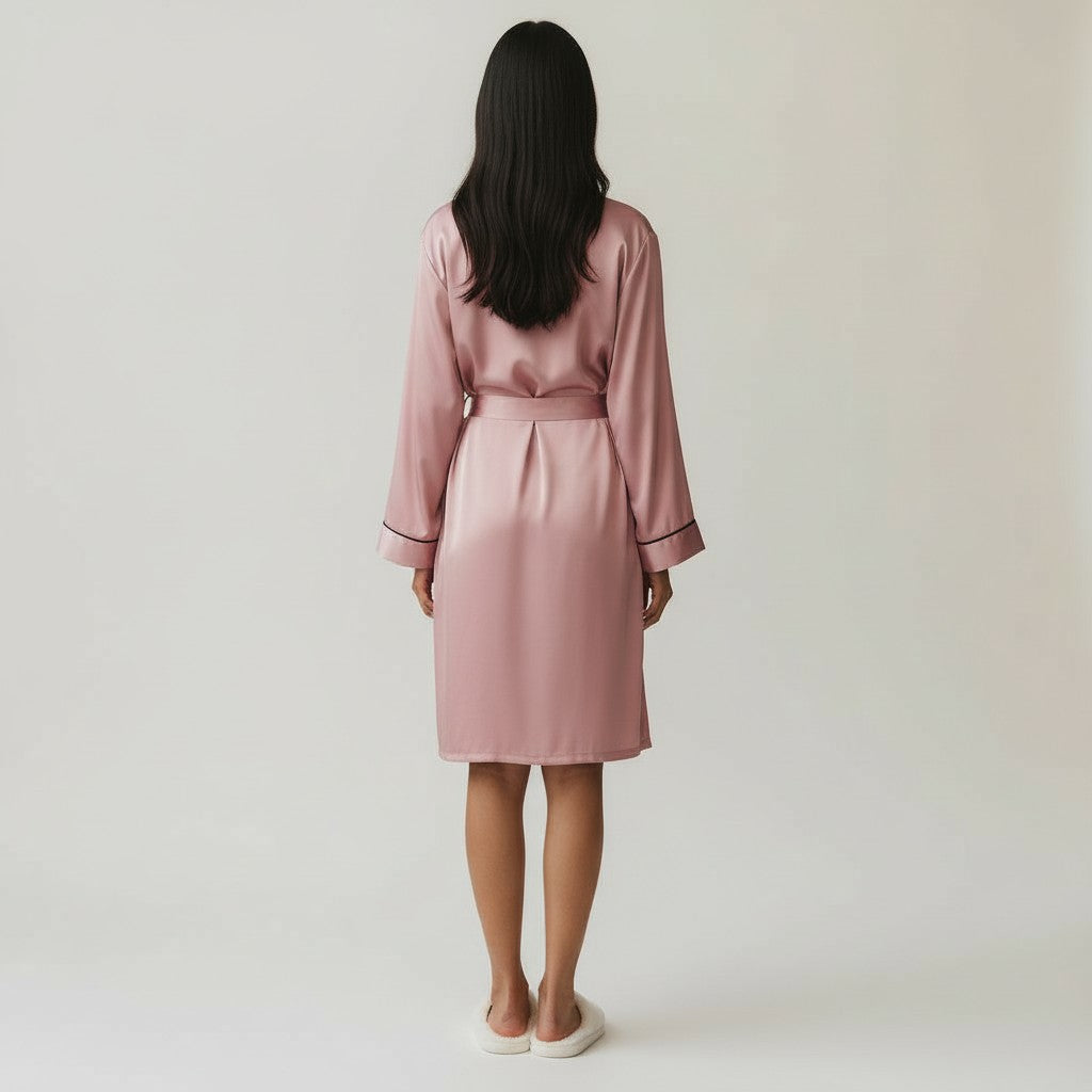 Chemise de Nuit Satinée Longue – Clair de Brume