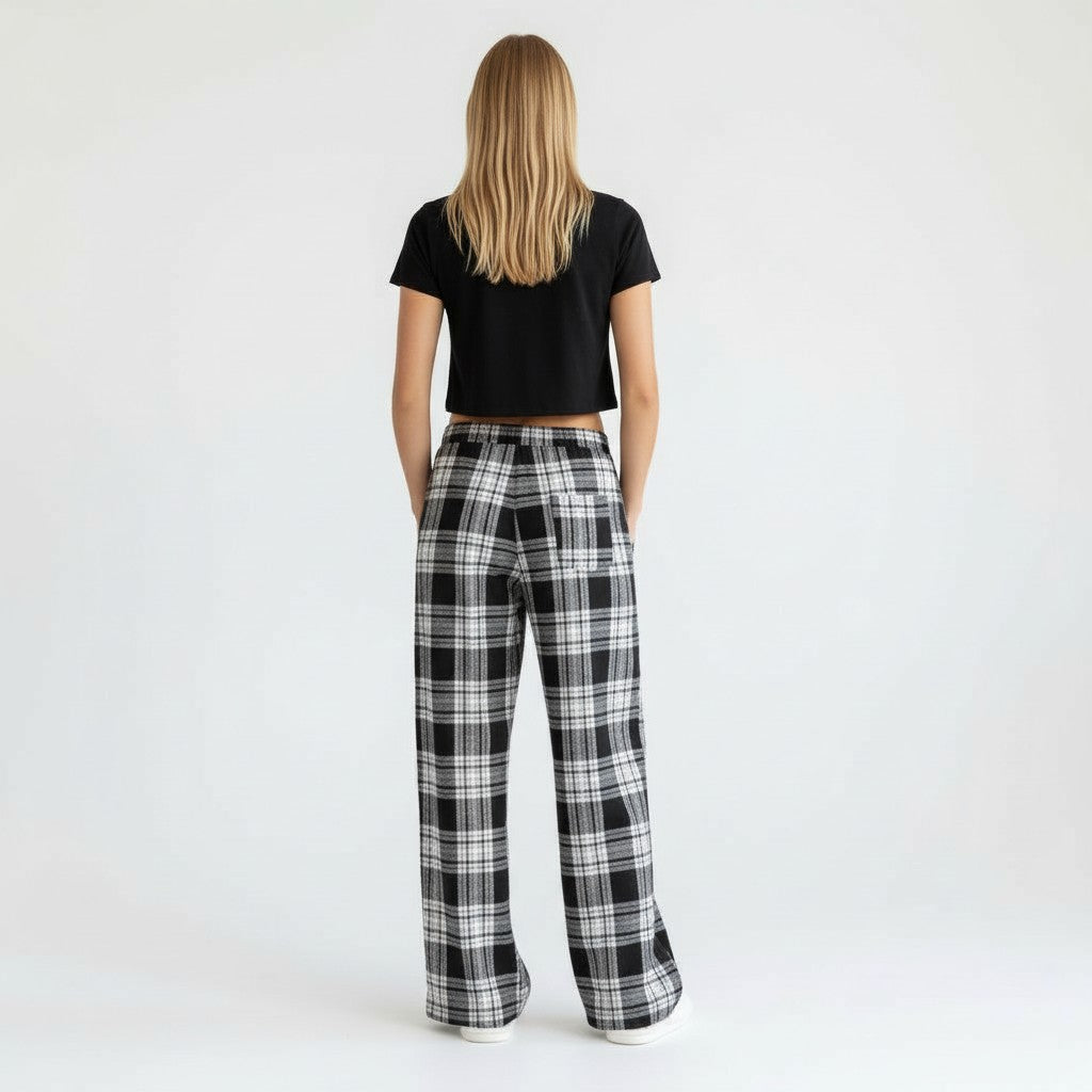 Pantalon Pyjama à Carreaux Taille Nouée – Charme Douillet