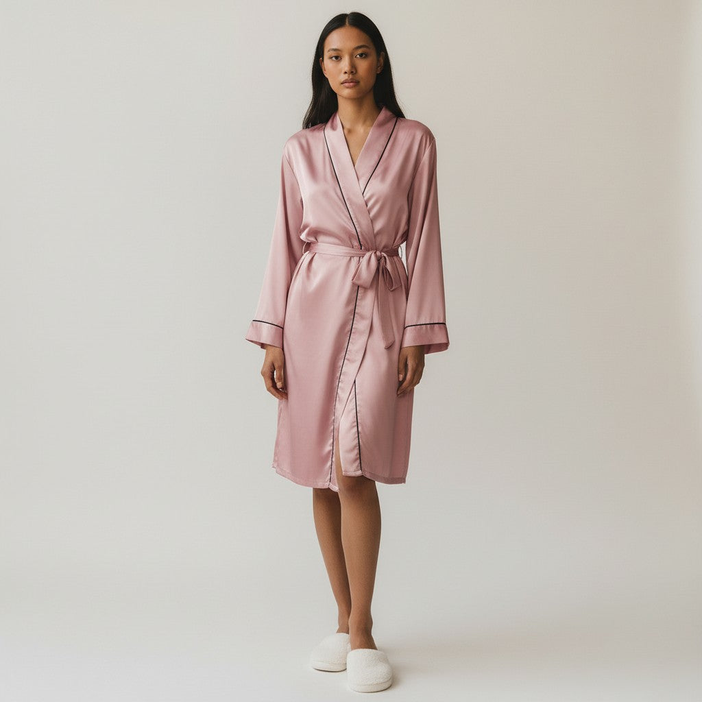 Chemise de Nuit Satinée Longue – Clair de Brume