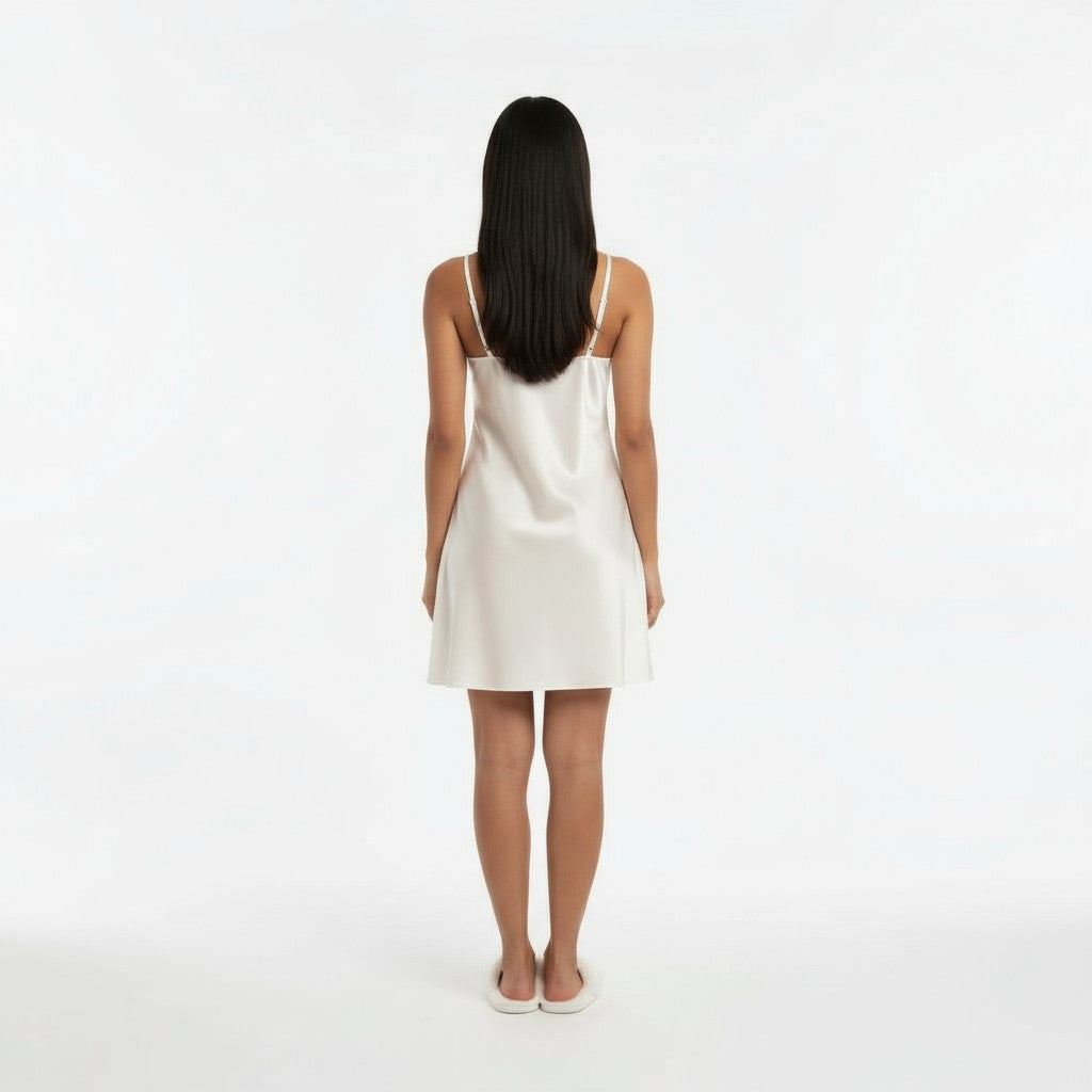 Ensemble Pyjama Satiné Robe Courte et Gilet – Éclat Léger