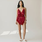 Combinaison Satinée à Dentelle – Aurore Cachée