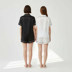 Ensemble Pyjama Chemisier et Short Satinés (Lot de 2) – Éclat Satiné