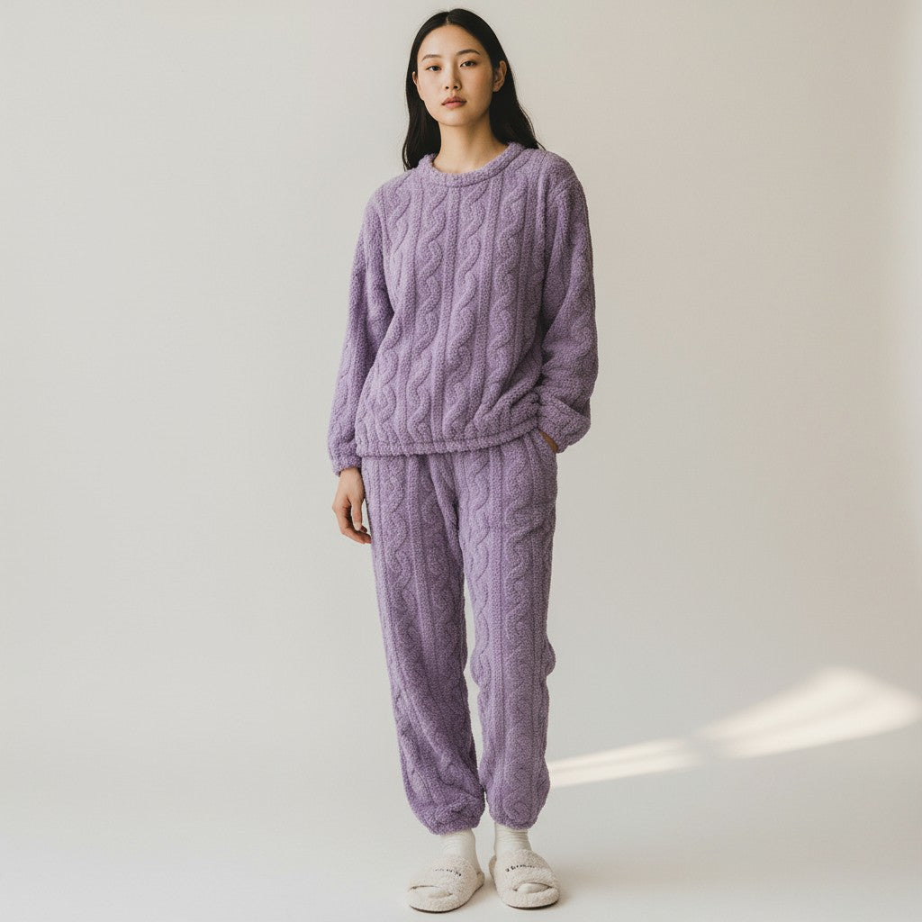 Ensemble Pyjama Polaire Manches Longues et Pantalon – Douce Étreinte