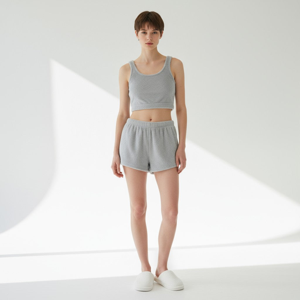 Ensemble Pyjama Court Polaire Top et Short – Nuage Doux