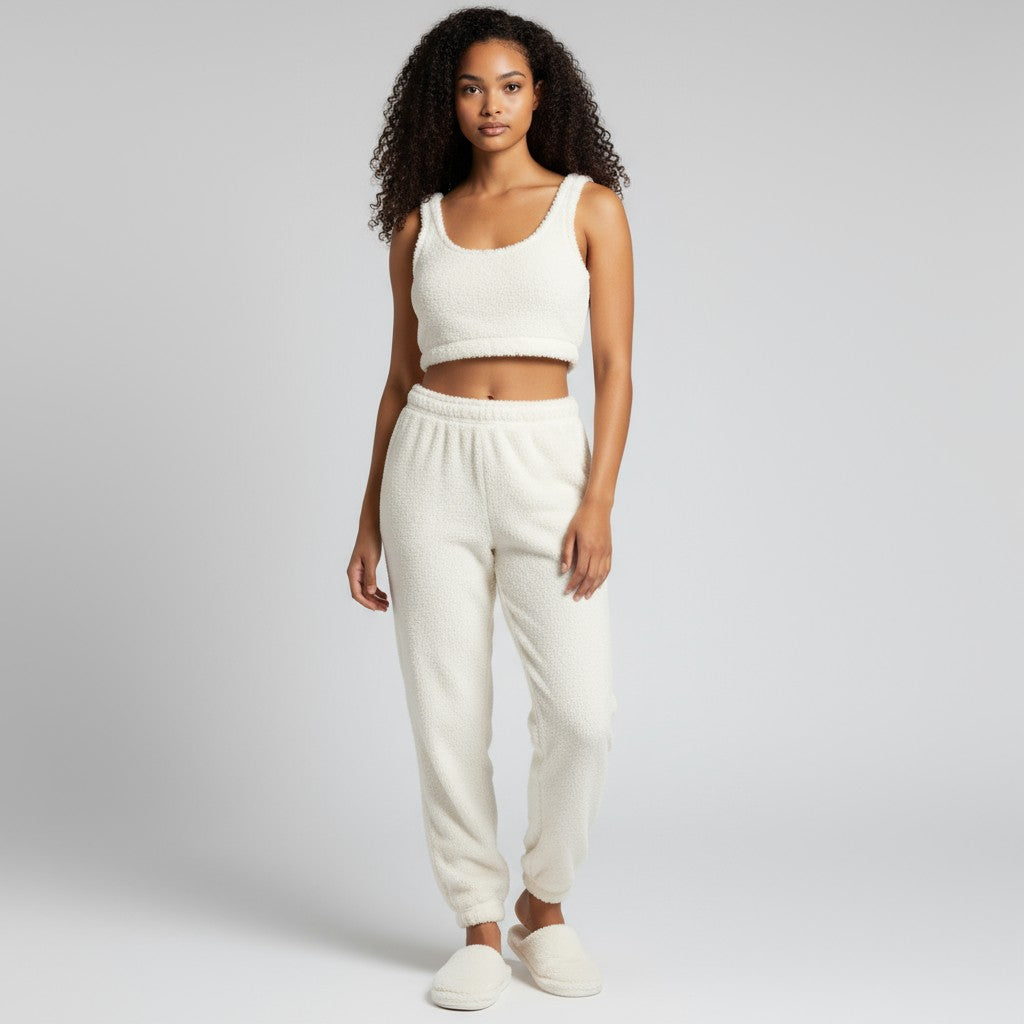 Ensemble Pyjama Polaire Duveteux Débardeur et Pantalon – Cocon Polaire