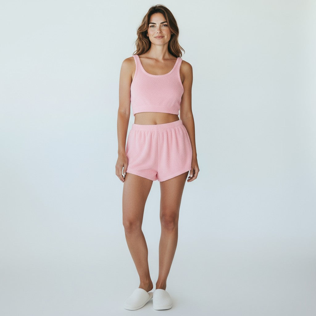 Ensemble Pyjama Court Polaire Top et Short – Nuage Doux