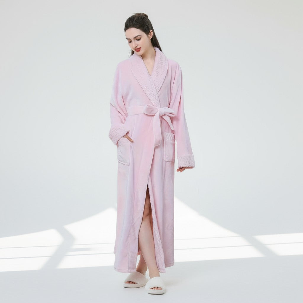Peignoir Doux Long à Ceinture – Cocon Velours