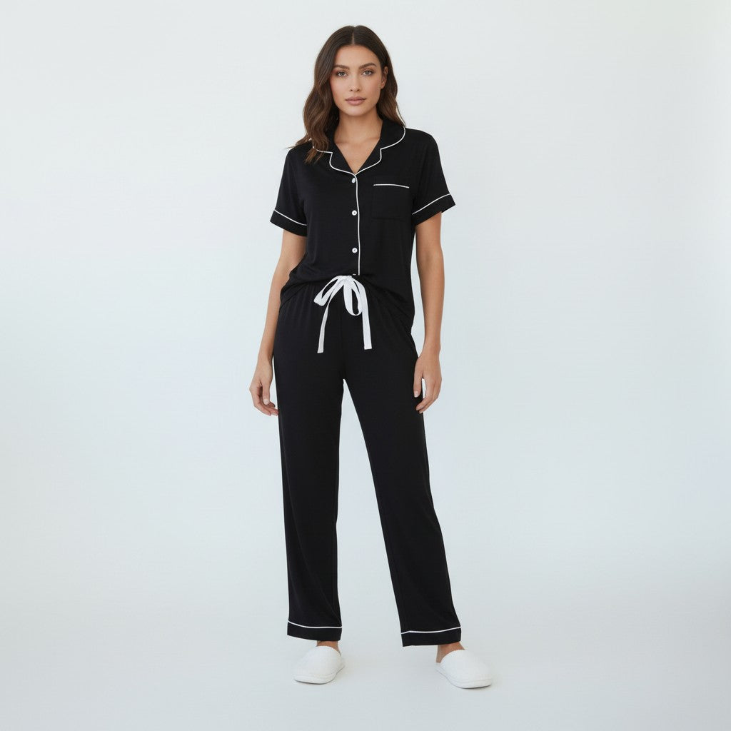 Ensemble Pyjama Chemisier et Pantalon – Tendresse Brodée