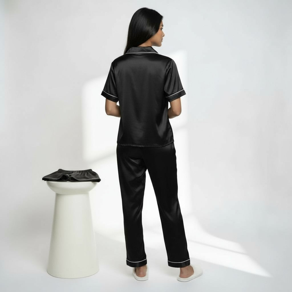 Ensemble Pyjama Trio Satiné Modulable – Reflet Composé