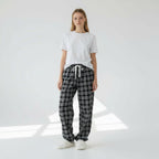 Pantalon à Carreaux Taille Nouée – Charme Douillet