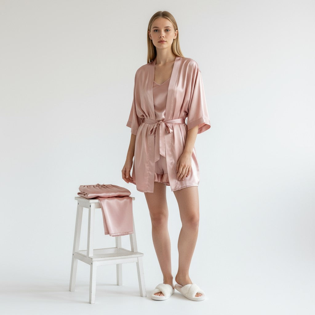 Ensemble Pyjama Quatuor Satiné Modulable – Éclat Complet