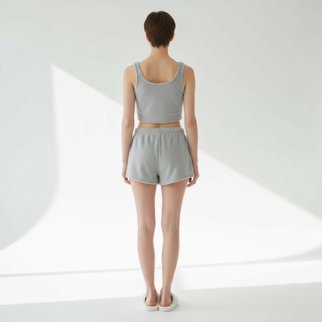 Ensemble Pyjama Court Polaire Top et Short – Nuage Doux