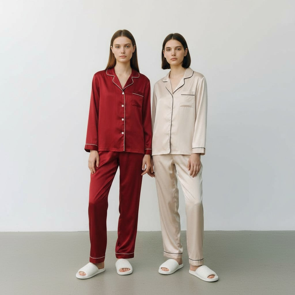 Ensemble Pyjama Chemise et Pantalon Satinés (Lot de 2) – Accord Satiné