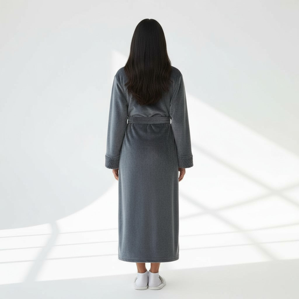 Peignoir Doux Long à Ceinture – Cocon Velours