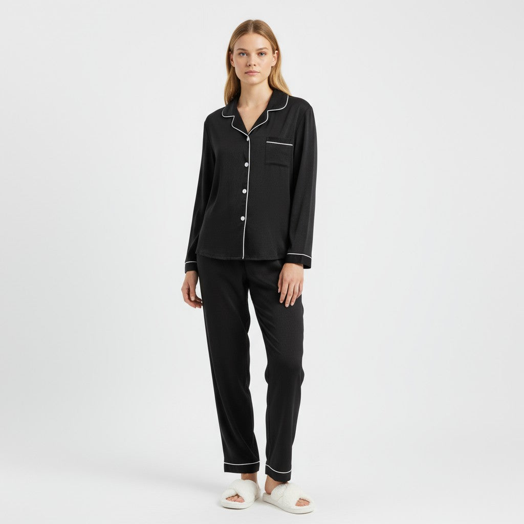 Ensemble Pyjama Long – Élégance Naturelle