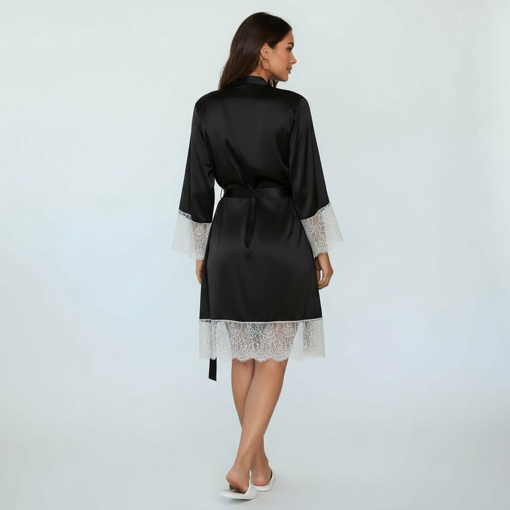 Ensemble Pyjama Satiné Robe Courte et Gilet – Éclat Léger