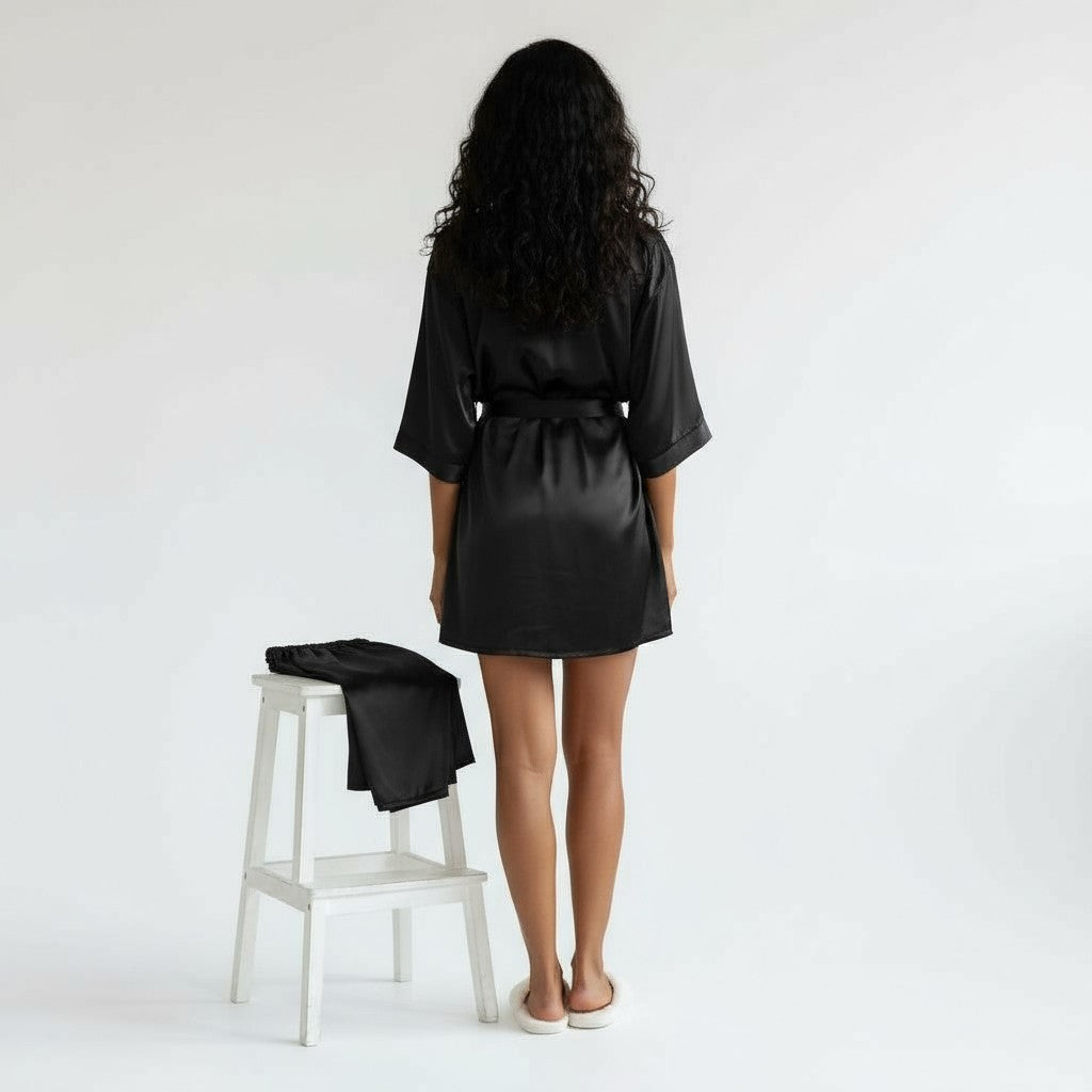 Ensemble Pyjama Quatuor Satiné Modulable – Éclat Complet