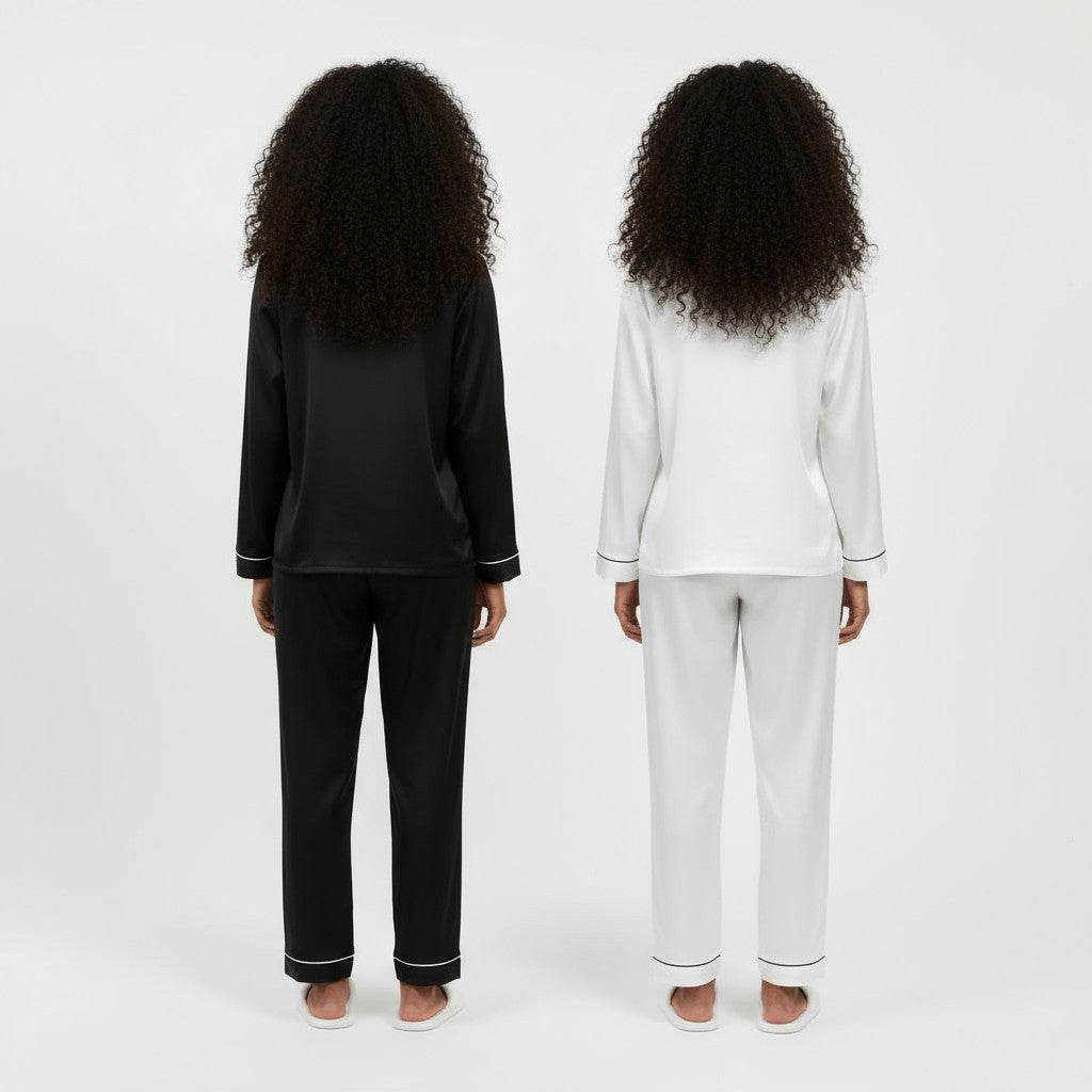 Ensemble Pyjama Chemise et Pantalon Satinés (Lot de 2) – Accord Satiné