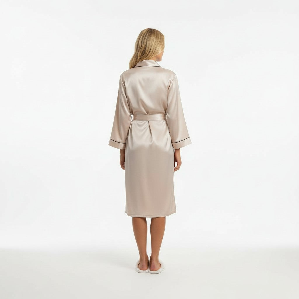 Chemise de Nuit Satinée Longue – Clair de Brume