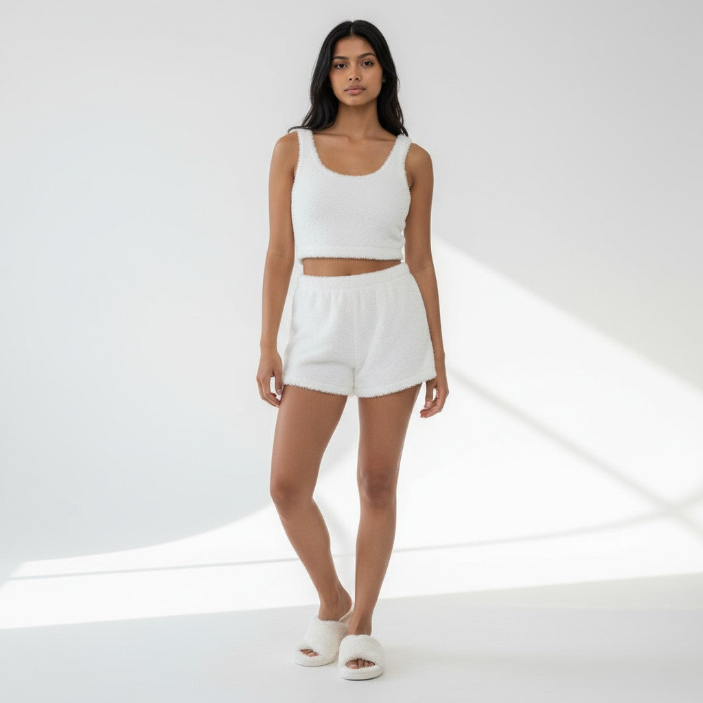 Ensemble Pyjama Court Polaire Top et Short – Nuage Doux